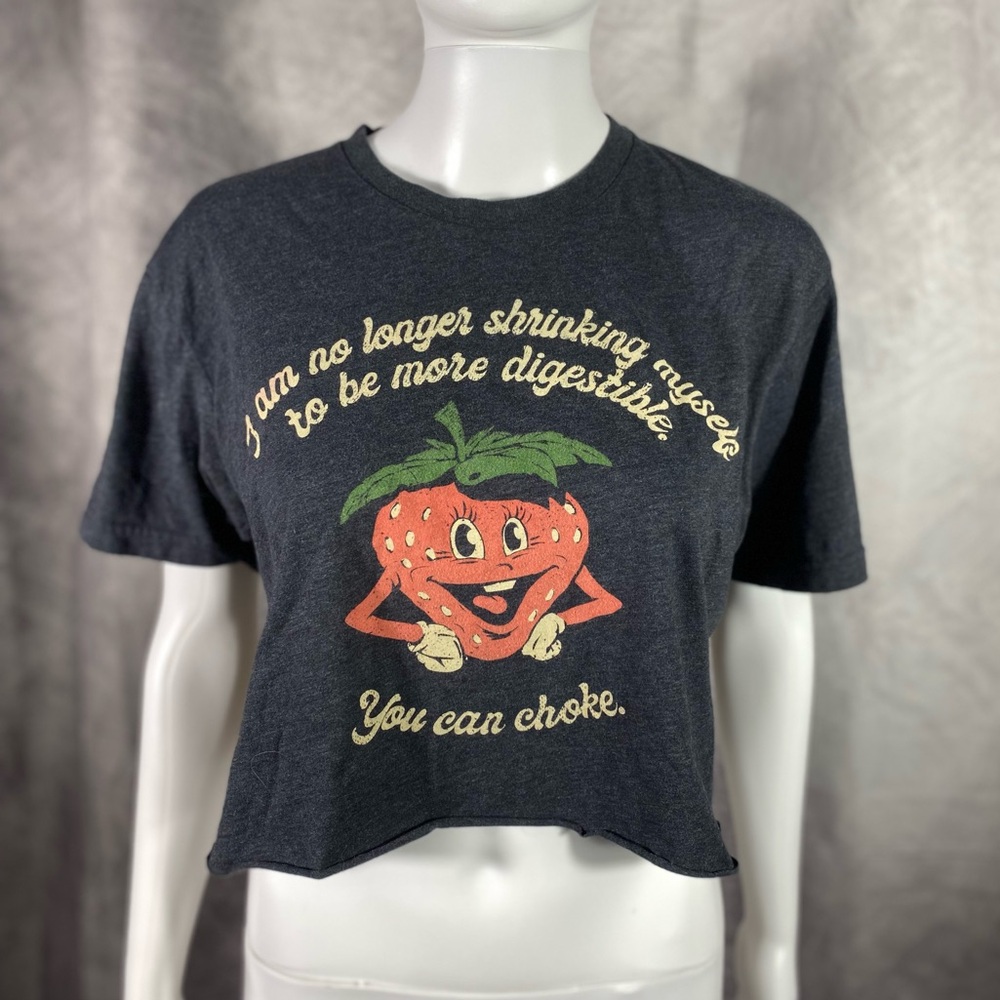 SOLD Human Unlimited Strawberry You Can Choke Grey Crop
